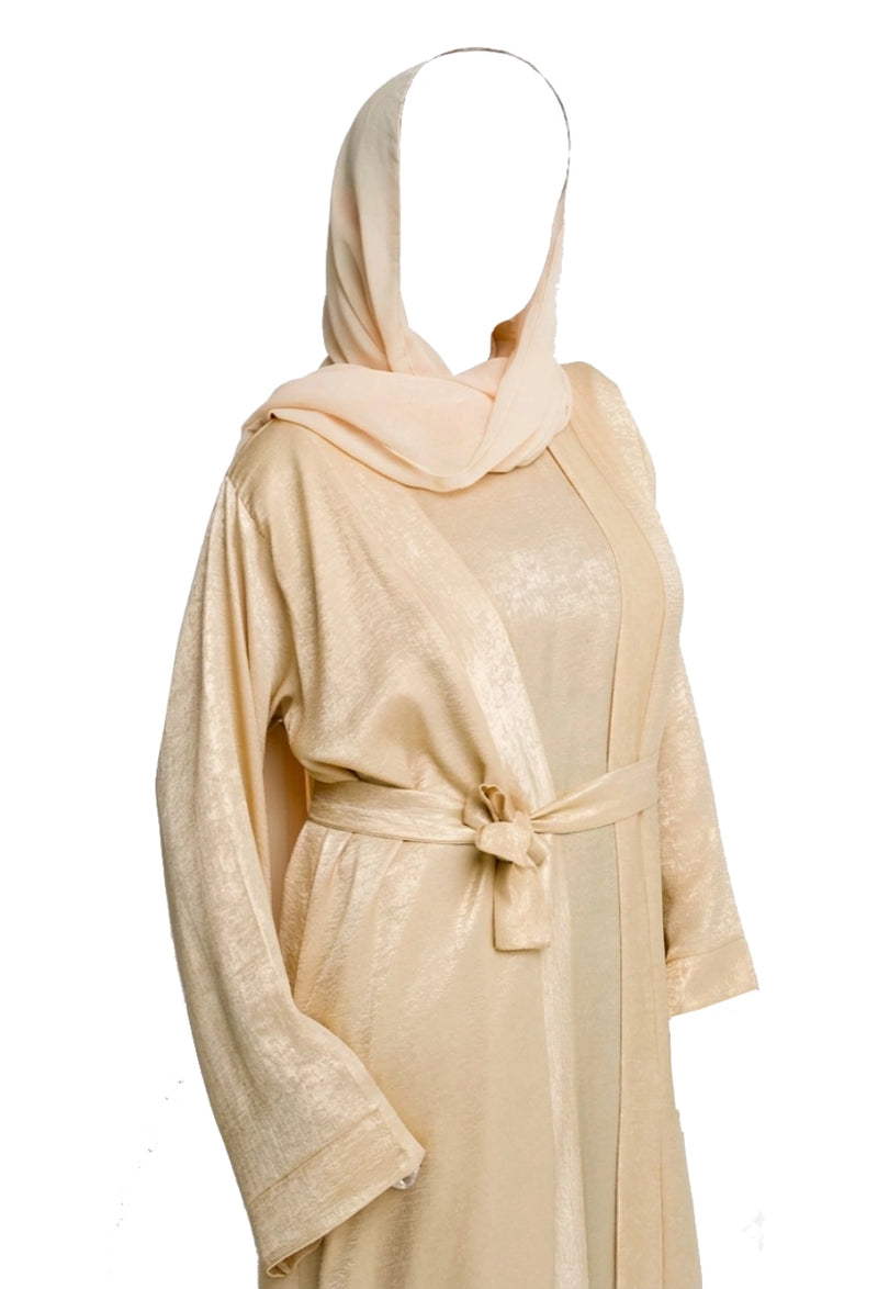 Luxury Four Piece Abaya Set – Soft Honey Gold