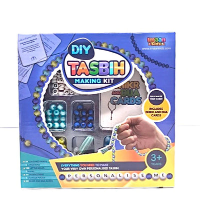 DIY Tasbih Making Kit with Dhikr Cards - Blue