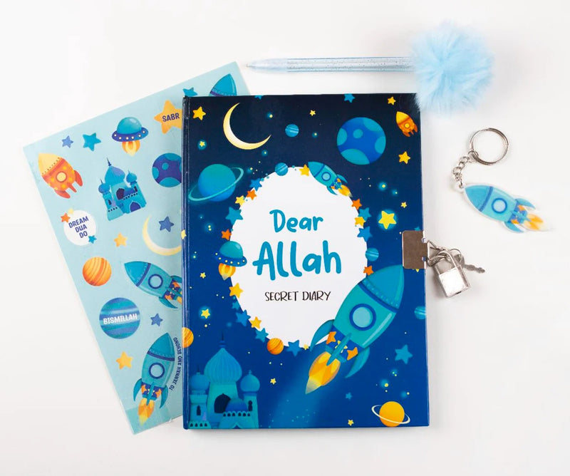 Dear Allah Secret Diary | Secret Diary Set with Lock, Pen & Stickers | Imaan Kidz