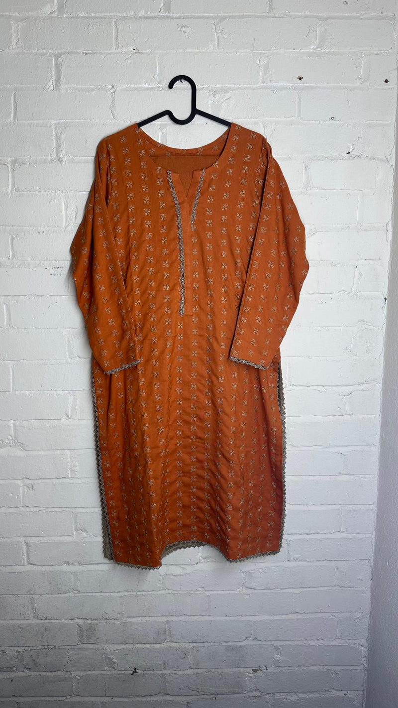 Orange Printed Ethnic Kurti |Elegant Traditional Wear