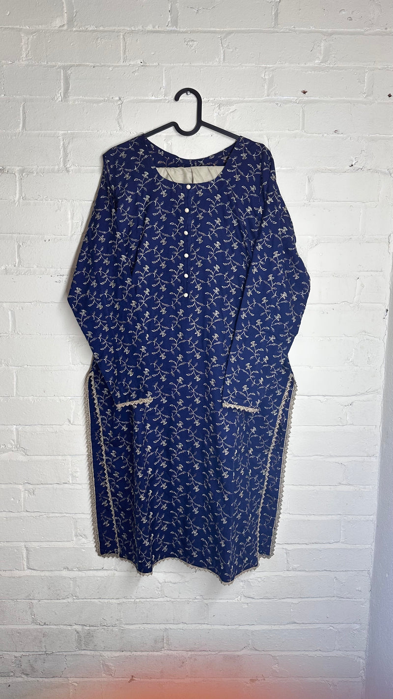 Blue Embroidered Kurti