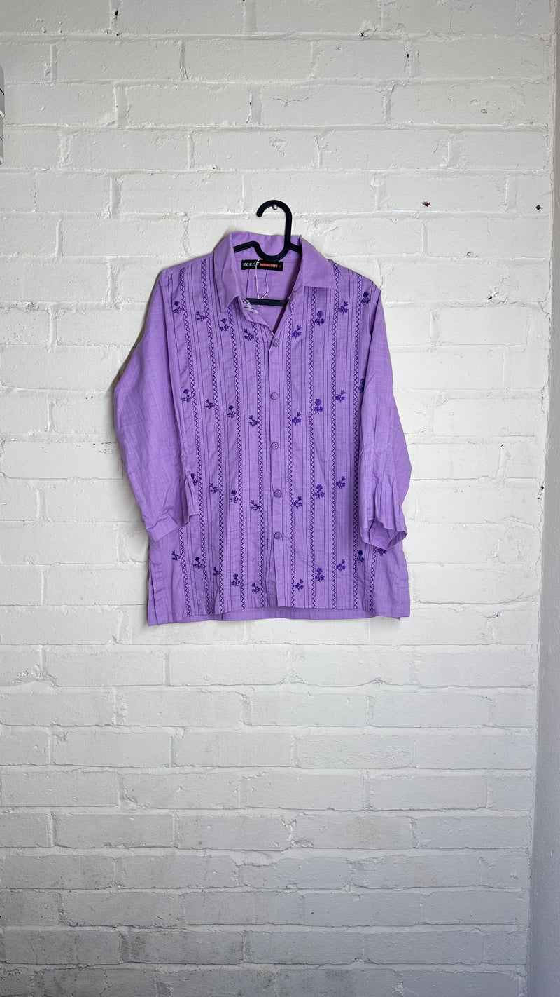 Lavender Embroidered Casual Kurti Shirt