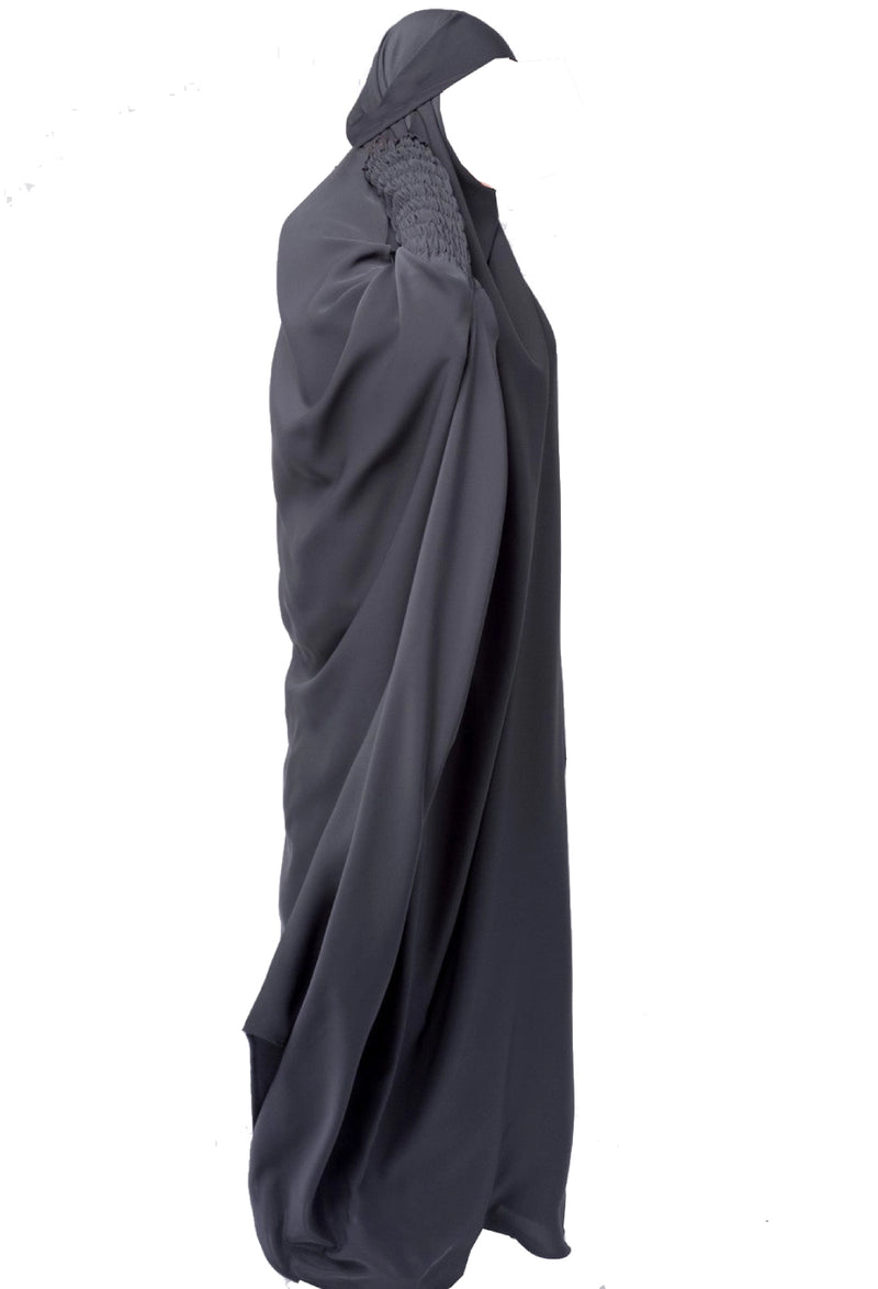 One Piece Full Length Jilbab/Prayer Abaya - Charcoal Grey