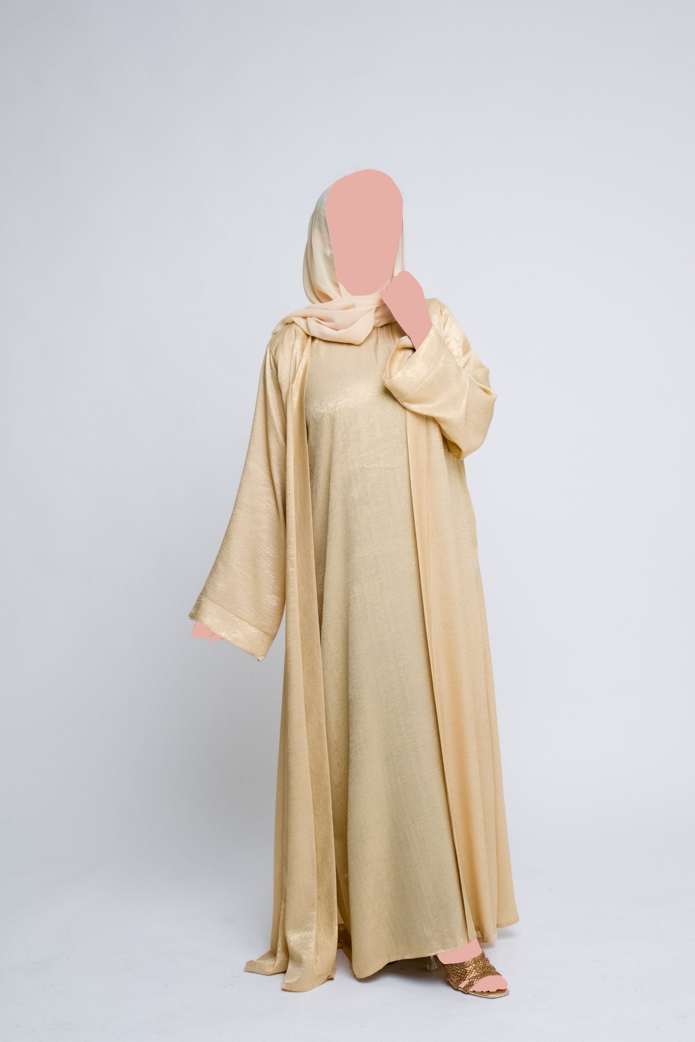 Luxury Four Piece Abaya Set – Soft Honey Gold