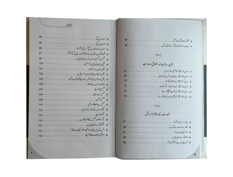 Arkan-e-Islam-o-Iman Urdu book table of contents pages 6-7