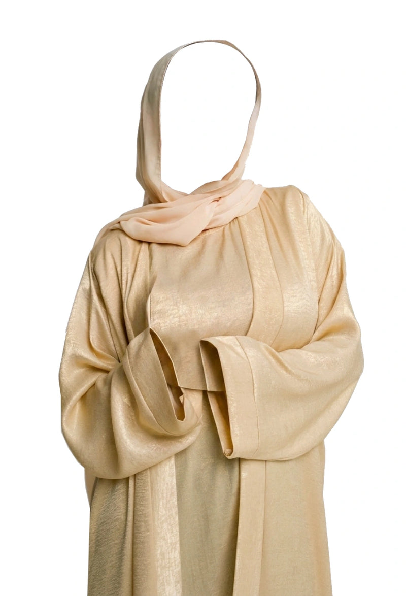 Luxury Four Piece Abaya Set – Soft Honey Gold