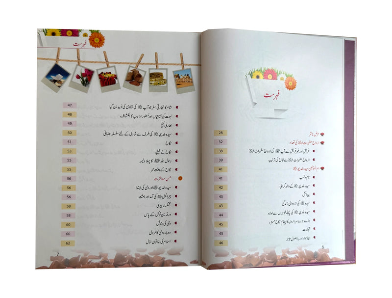 Seerat Ummahat-ul-Mumineen Urdu book table of contents showing chapter on Sayyidah Khadijah