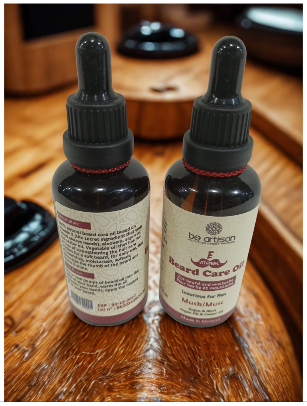 “Beard Oil Musk and Argan 50ml bottle – Be Artisan Moroccan beard care”