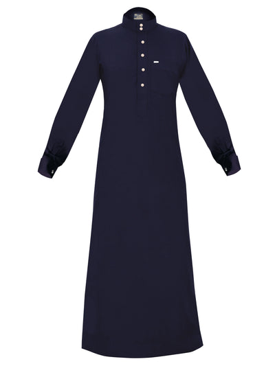 Cufflink Thobe – Traditional Arabian Garment with Cufflink Sleeves (Navy Blue)