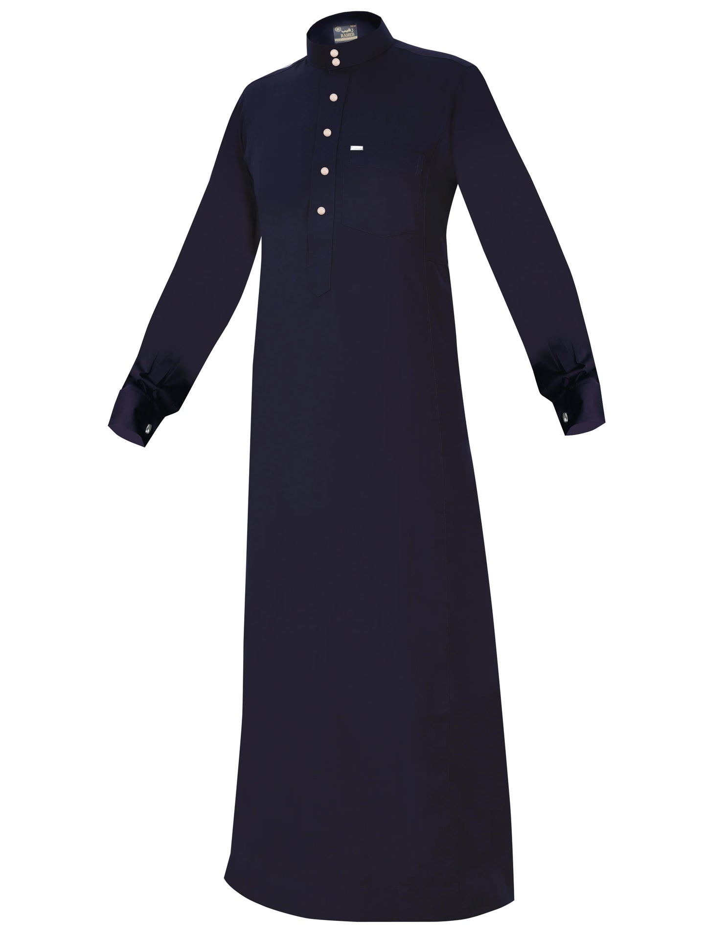 Cufflink Thobe – Traditional Arabian Garment with Cufflink Sleeves (Navy Blue)