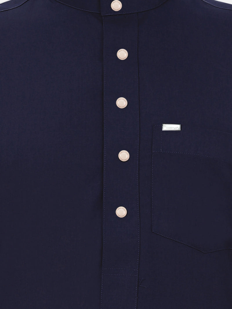 Cufflink Thobe – Traditional Arabian Garment with Cufflink Sleeves (Navy Blue)