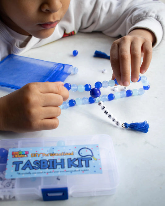 DIY Tasbih Making Kit with Dhikr Cards  - Blue