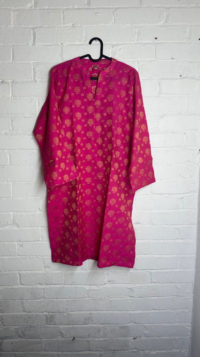 Purple Embroidered Kurti | Size M | Elegant Traditional Wear