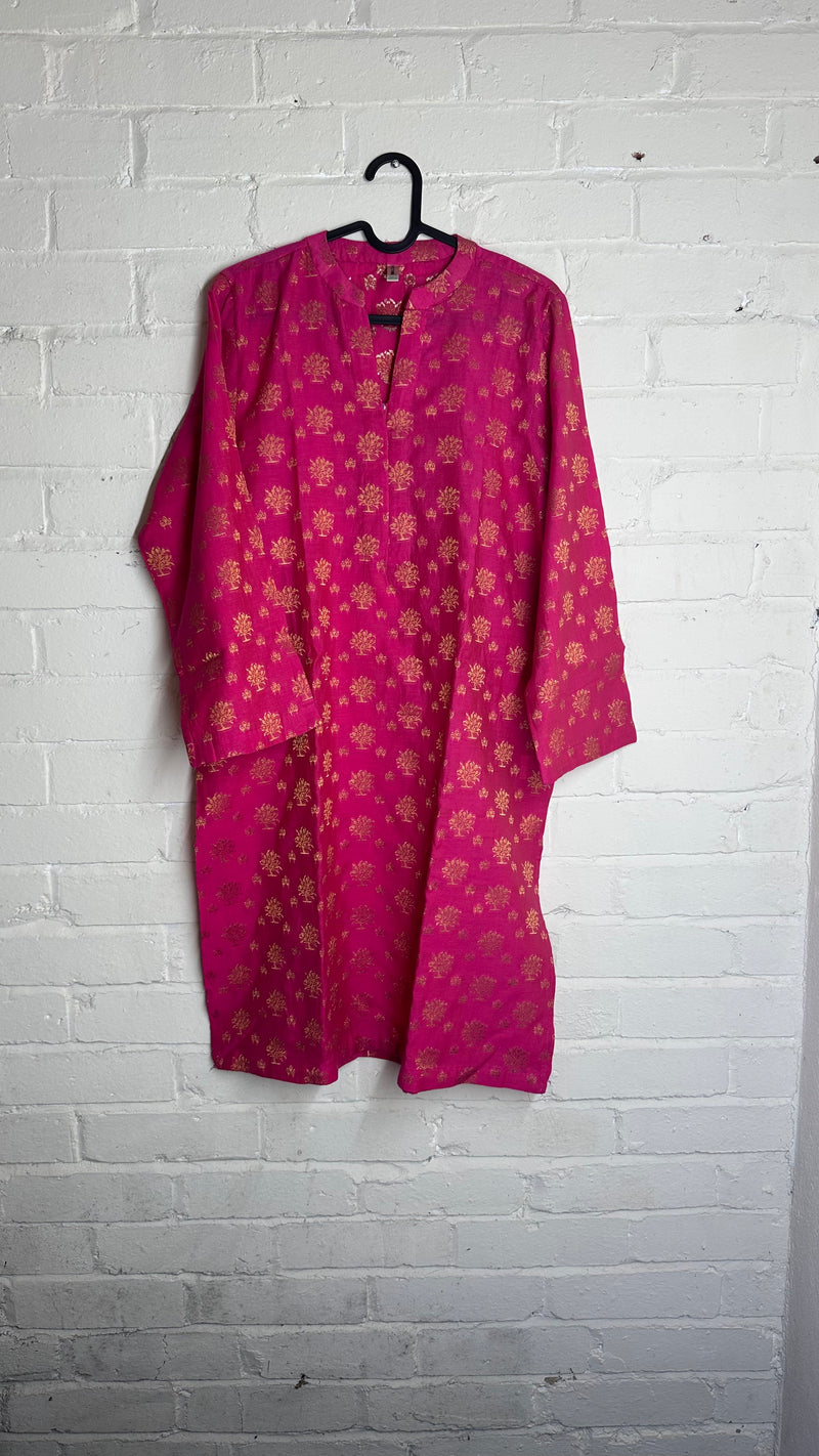 Purple Embroidered Kurti | Size M | Elegant Traditional Wear