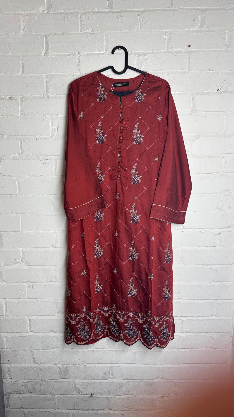 Orange Kurti | Size 12 | Zeen |Elegant Traditional Wear