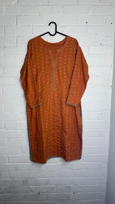 Orange Printed Ethnic Kurti |Elegant Traditional Wear