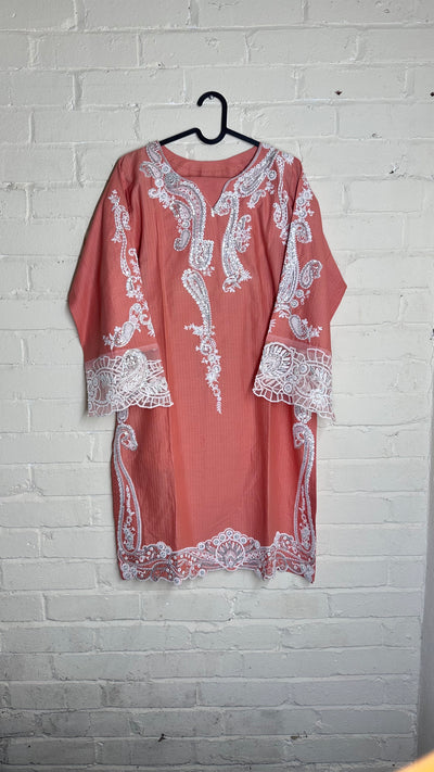 Peach Embroidered Kurti | Elegant Traditional Wear