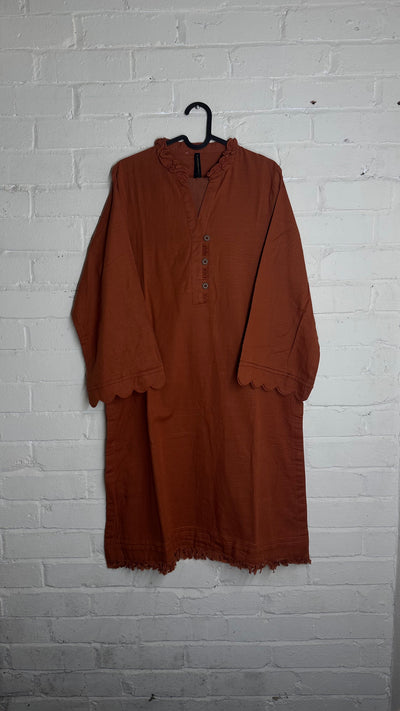 Rust Brown Casual Kurti | Elegant Traditional Wear