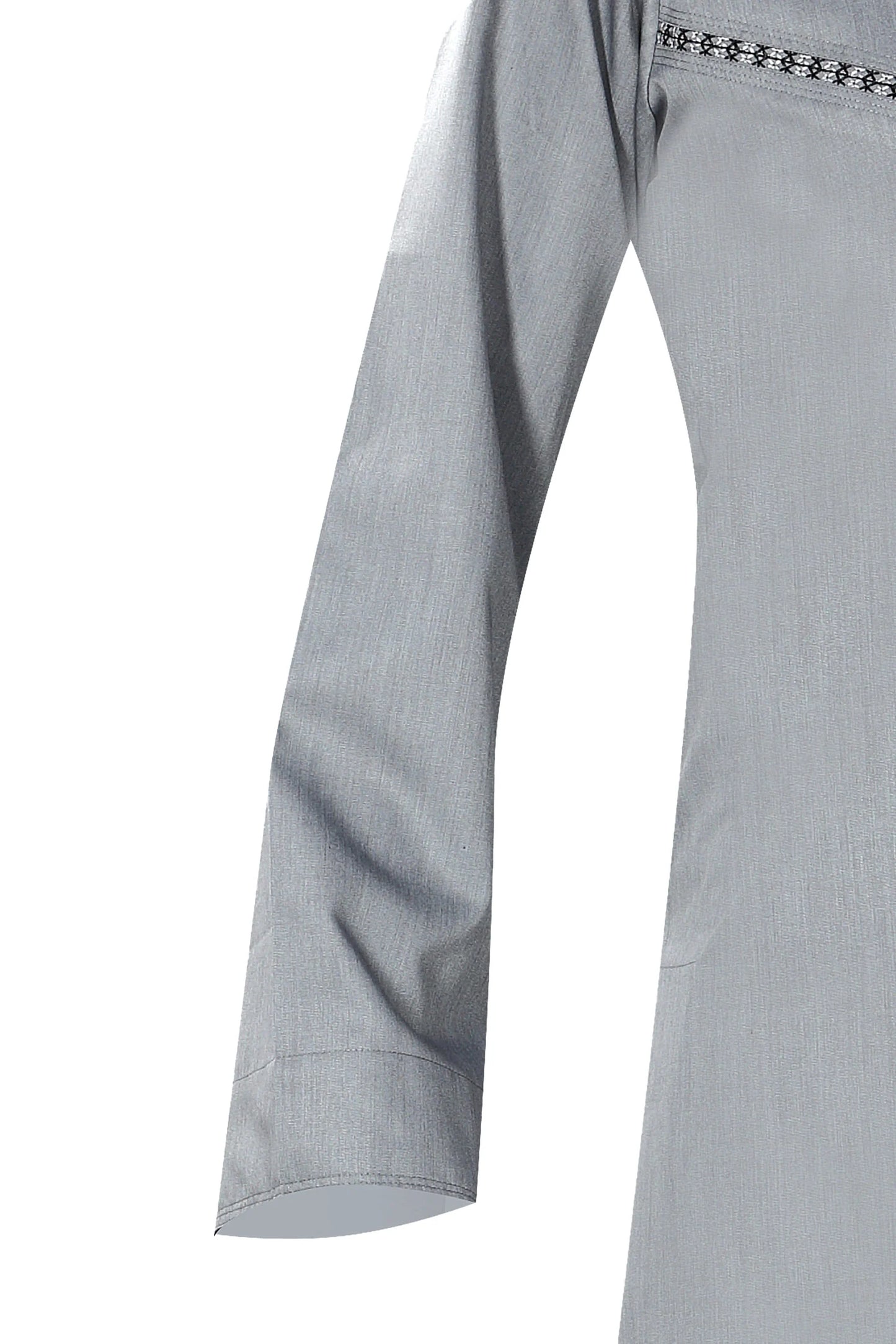 Light Grey Omani Thobe – Embroidered Traditional Arabian Thawb with Tassel