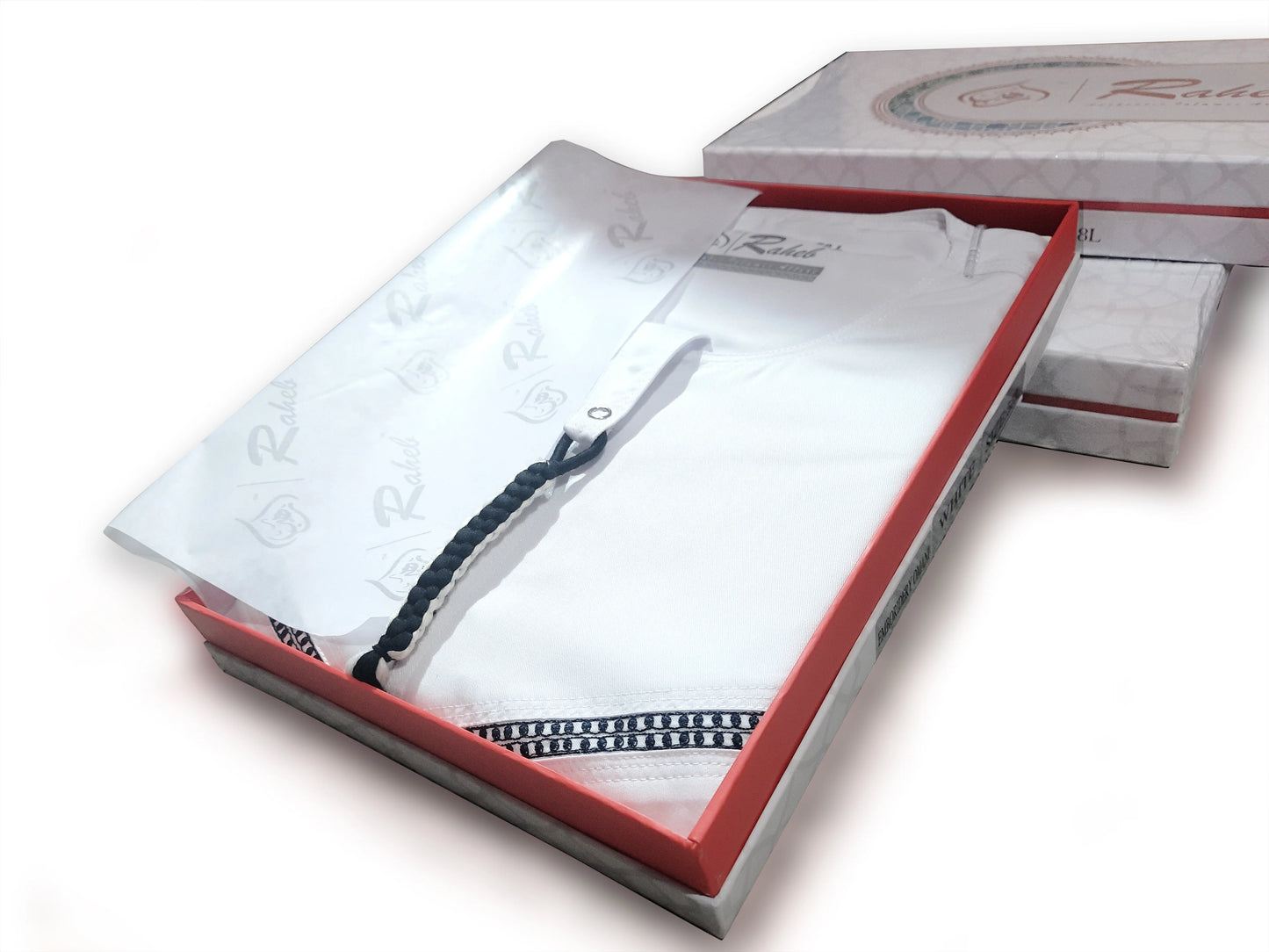 Light Grey Omani Thobe – Embroidered Traditional Arabian Thawb with Tassel