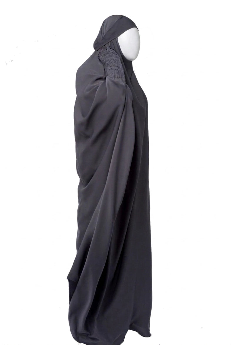 One Piece Full Length Jilbab/Prayer Abaya - Charcoal Grey