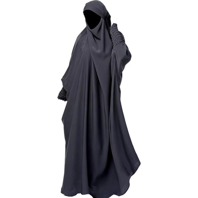 One Piece Full Length Jilbab/Prayer Abaya - Charcoal Grey
