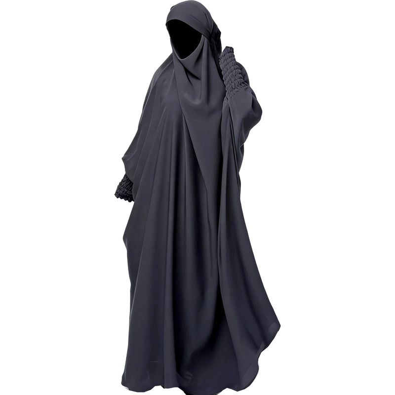 One Piece Full Length Jilbab/Prayer Abaya - Charcoal Grey