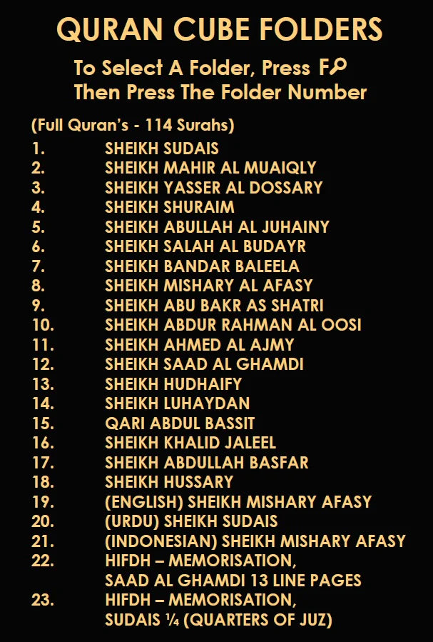 Quran Cube LED X – Smart LED Quran Speaker with 16 Colour Lights, Remote Control & 16 Reciters | Islamic Gift UK