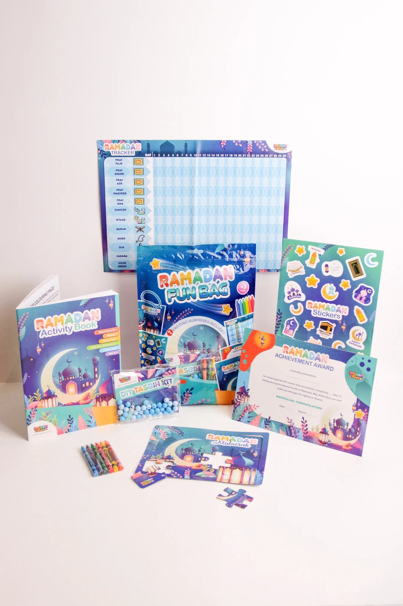 Ramadan Fun Bag – Blue | Kids Islamic Activity & Gift Set