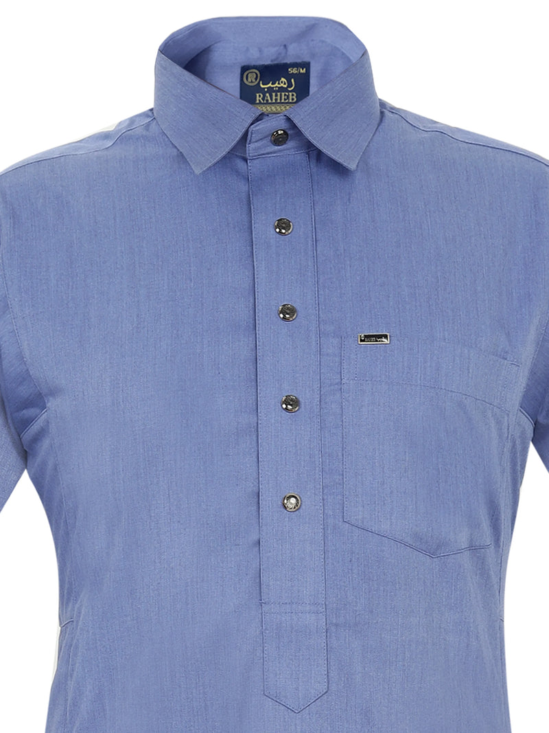 Saudi Shirt-Style Thobe – Modern Fit Traditional Men’s Islamic Wear