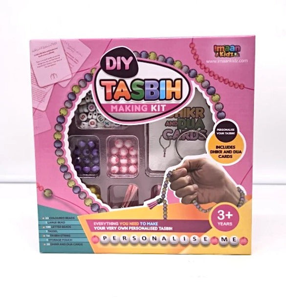 DIY Tasbih Making Kit with Dhikr Cards  - Pink