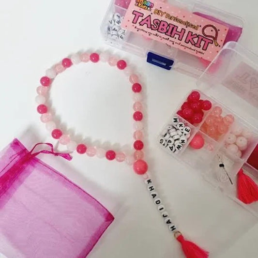 DIY Tasbih Making Kit with Dhikr Cards  - Pink