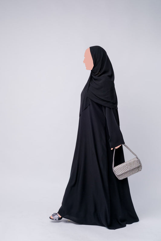Everyday Closed Abaya With Pockets – Black