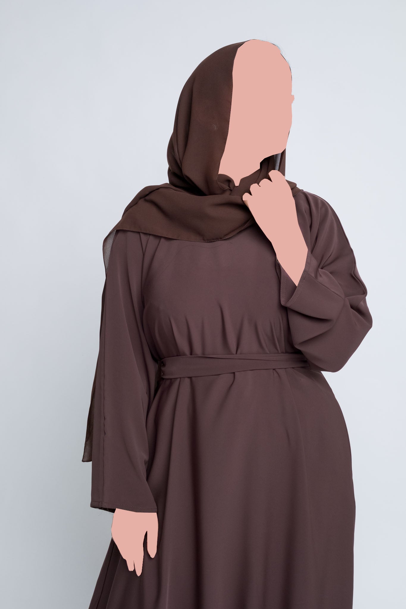 Everyday Closed Abaya With Pockets - Brown