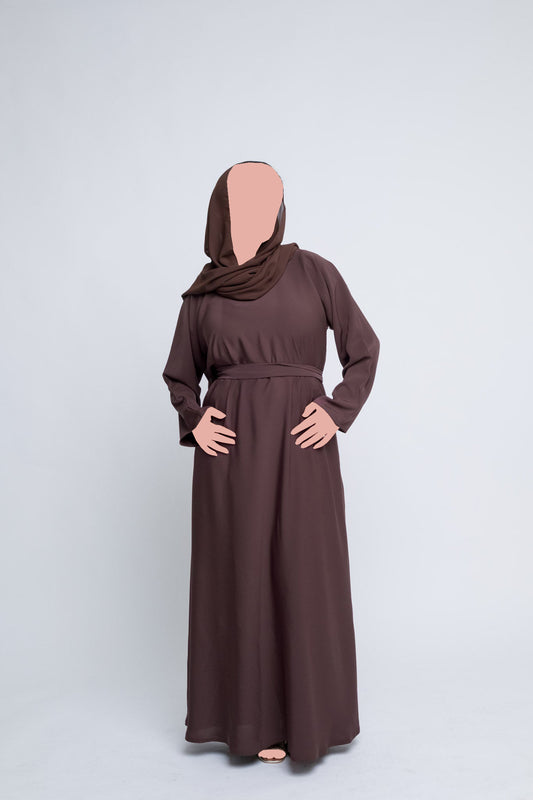 Everyday Closed Abaya With Pockets - Brown