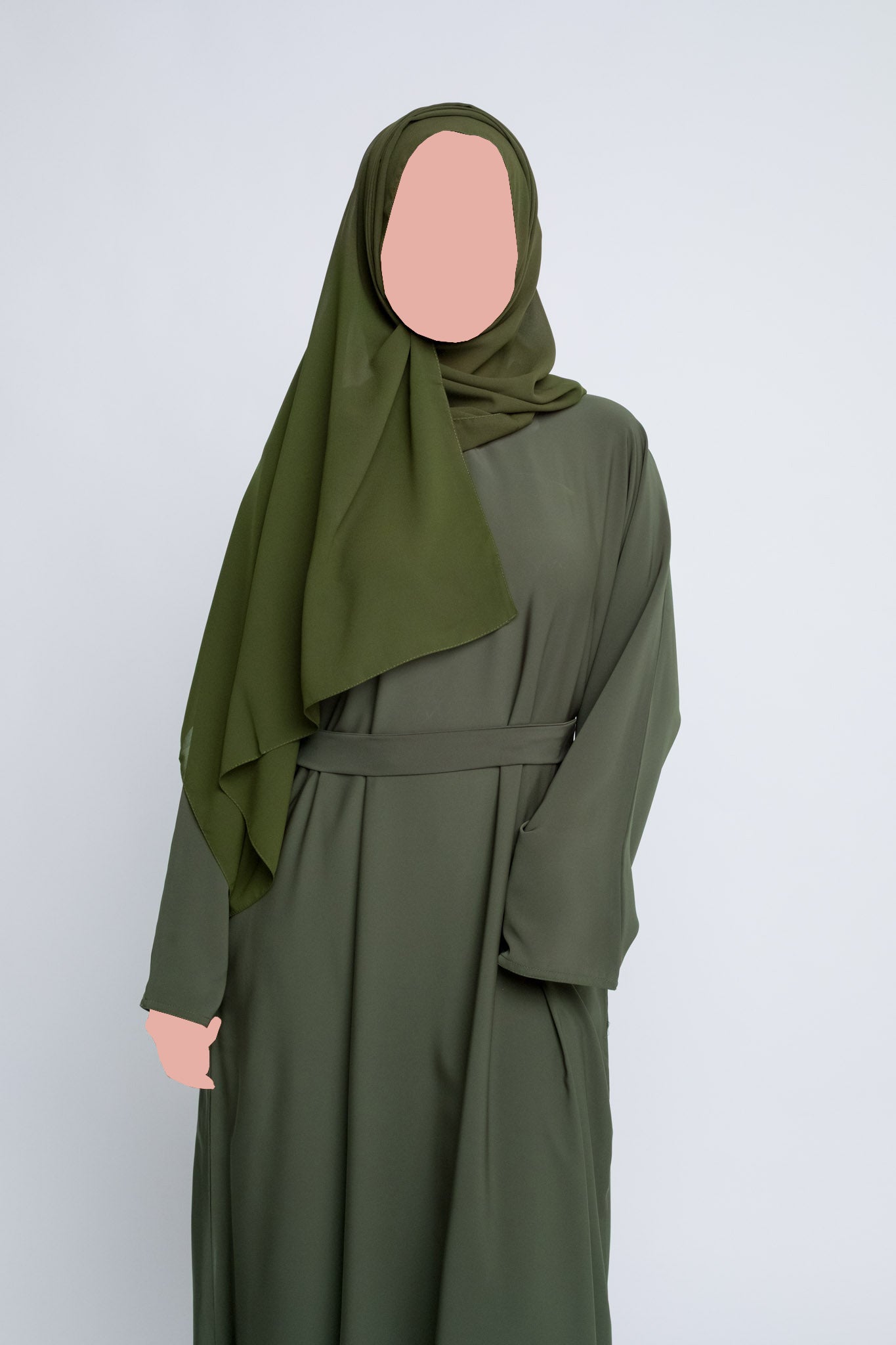 Everyday Closed Abaya With Pockets - Green
