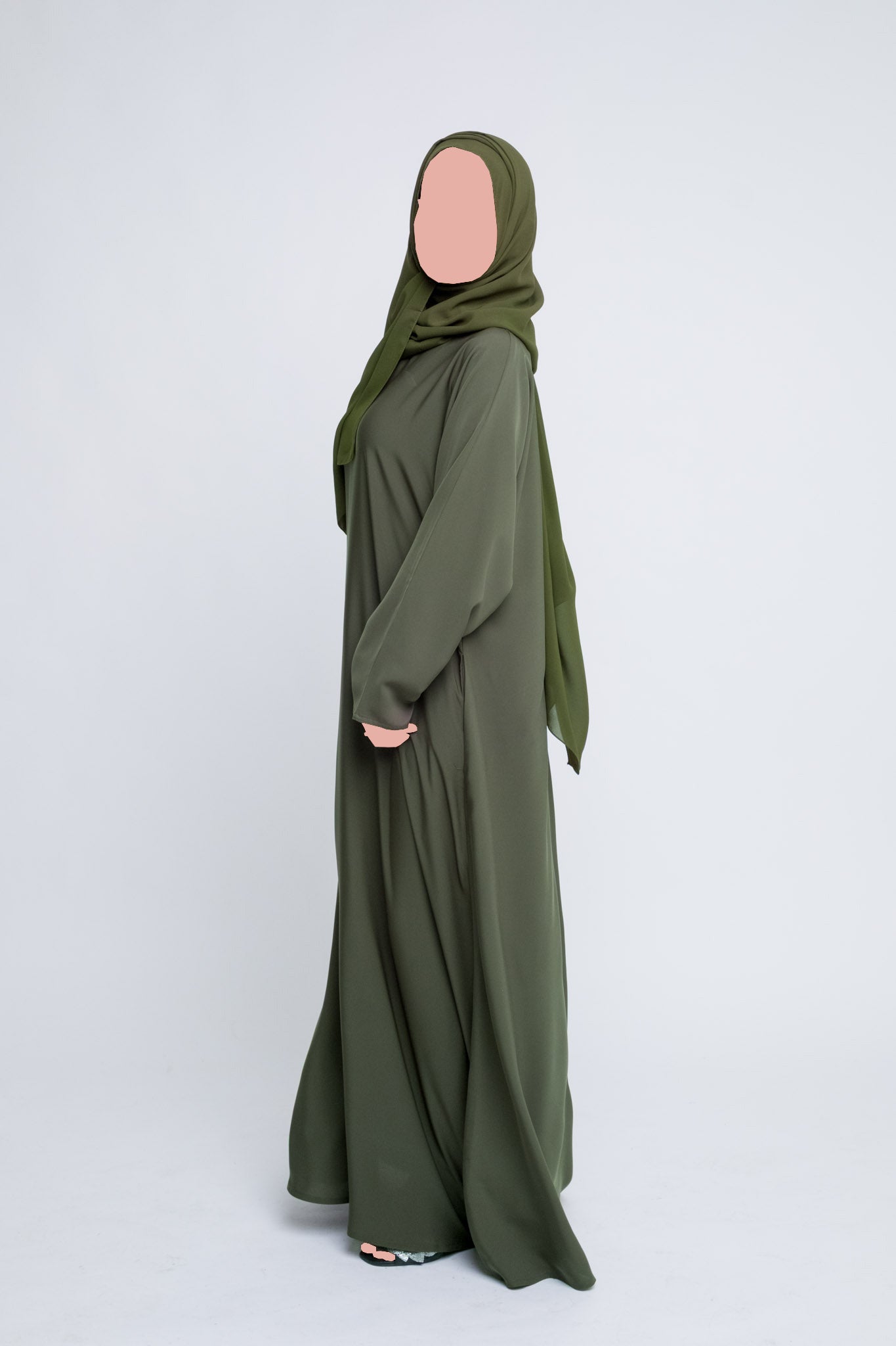 Everyday Closed Abaya With Pockets - Green