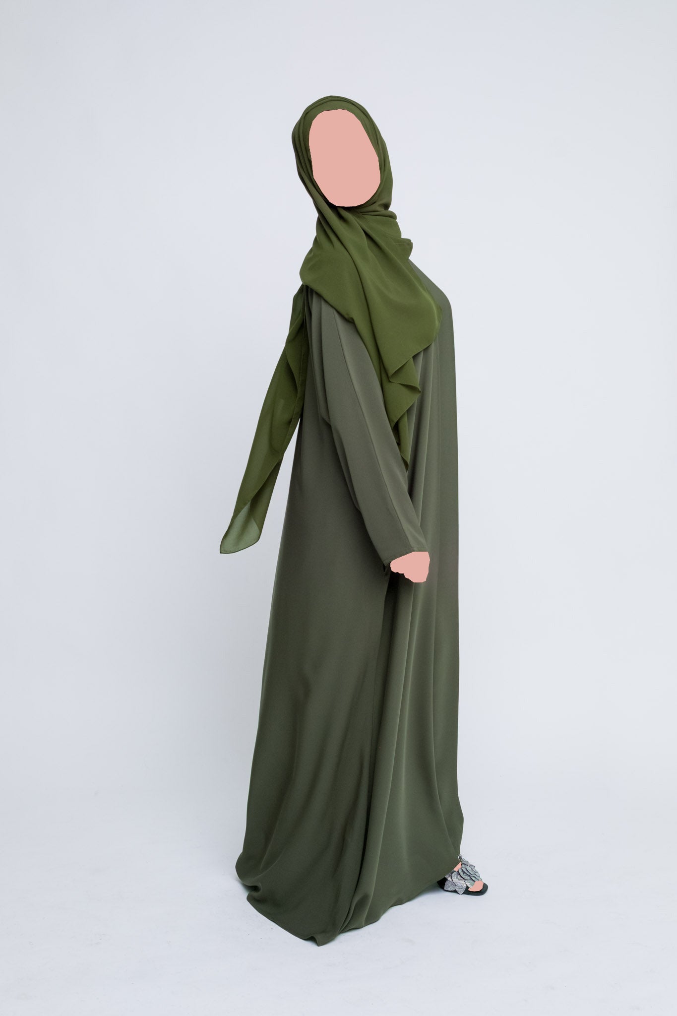 Everyday Closed Abaya With Pockets - Green