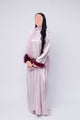 Luxury Feather Cuff Satin Abaya - Blush Pink