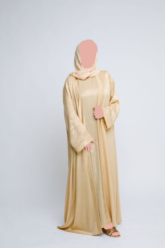Luxury Four Piece Abaya Set – Soft Honey Gold