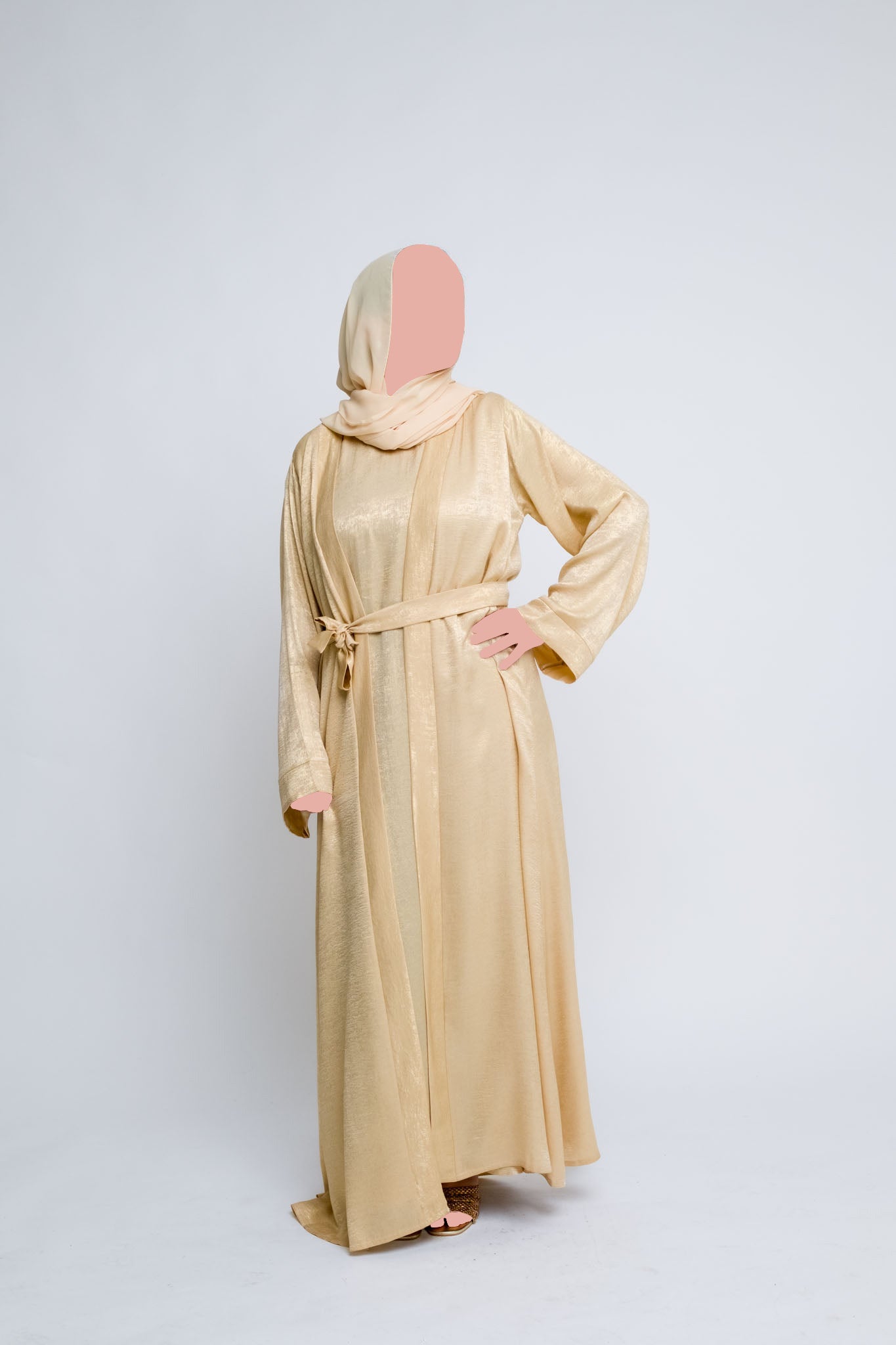 Luxury Four Piece Abaya Set – Soft Honey Gold