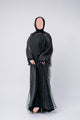 Luxury Three Piece Open Abaya Set – Black