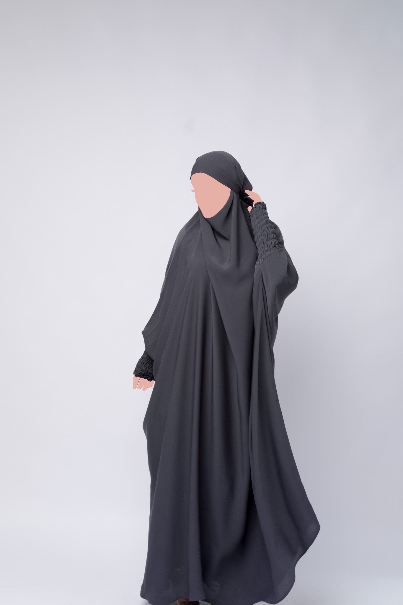 One Piece Full Length Jilbab/Prayer Abaya - Charcoal Grey
