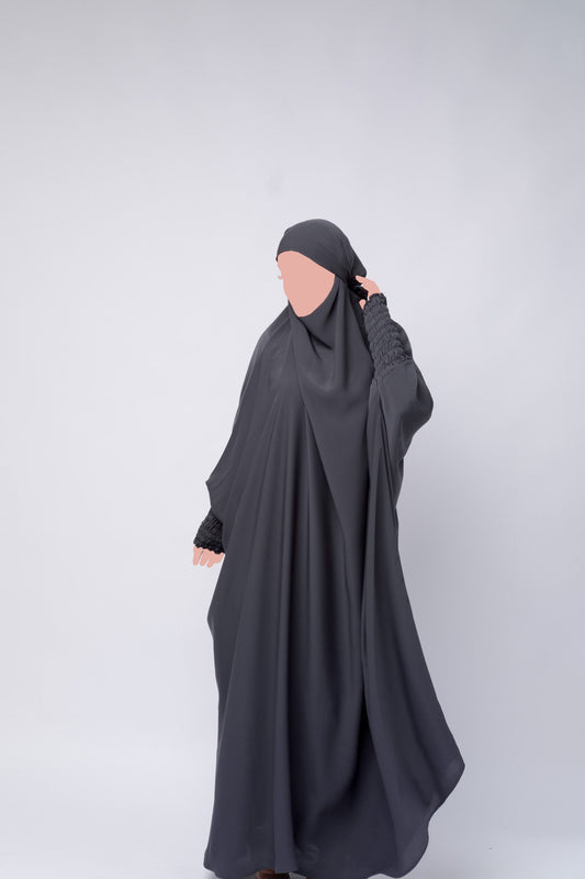 One Piece Full Length Jilbab/Prayer Abaya - Charcoal Grey