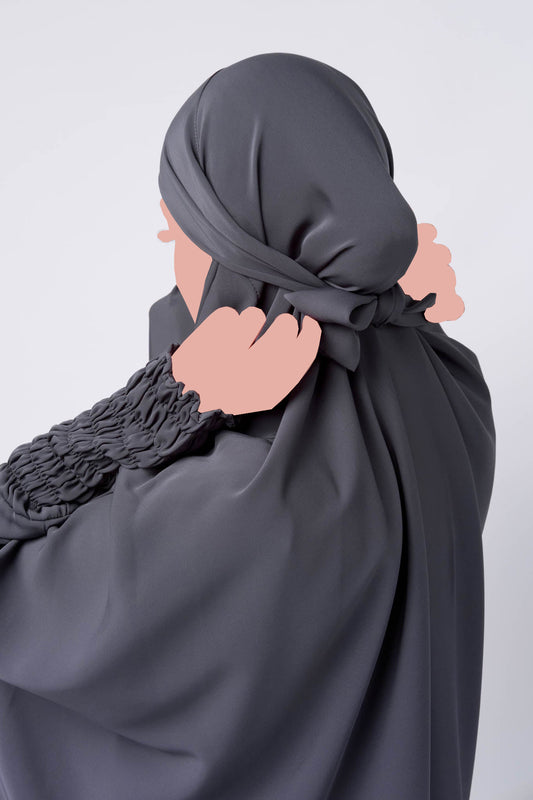 One Piece Full Length Jilbab/Prayer Abaya - Charcoal Grey