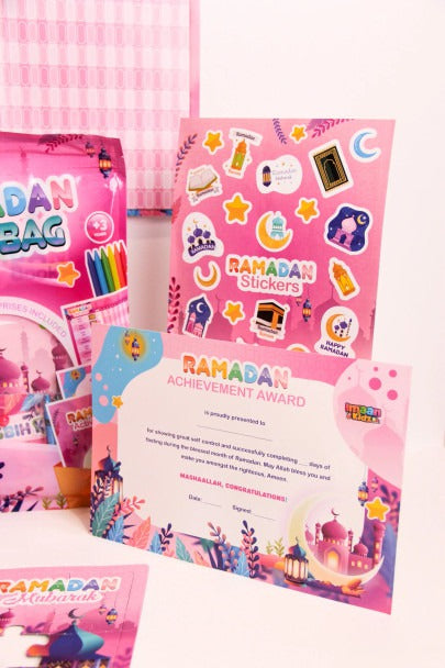 Ramadan Fun Bag – Pink | Kids Islamic Activity & Gift Set